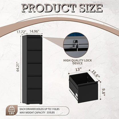 5 Drawer Vertical File Cabinet