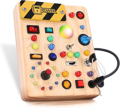 Montessori Toy for 1-3 Year Old Busy Board, Wooden Educational Learning Toy for Kids with Sensory Autism, Toddlers Toy for Boy Girl Gifts (Medium)