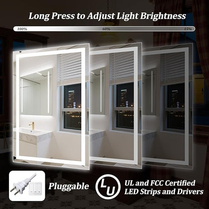 30"x 22" LED Bathroom Mirror, Wall Vanity Mirrors