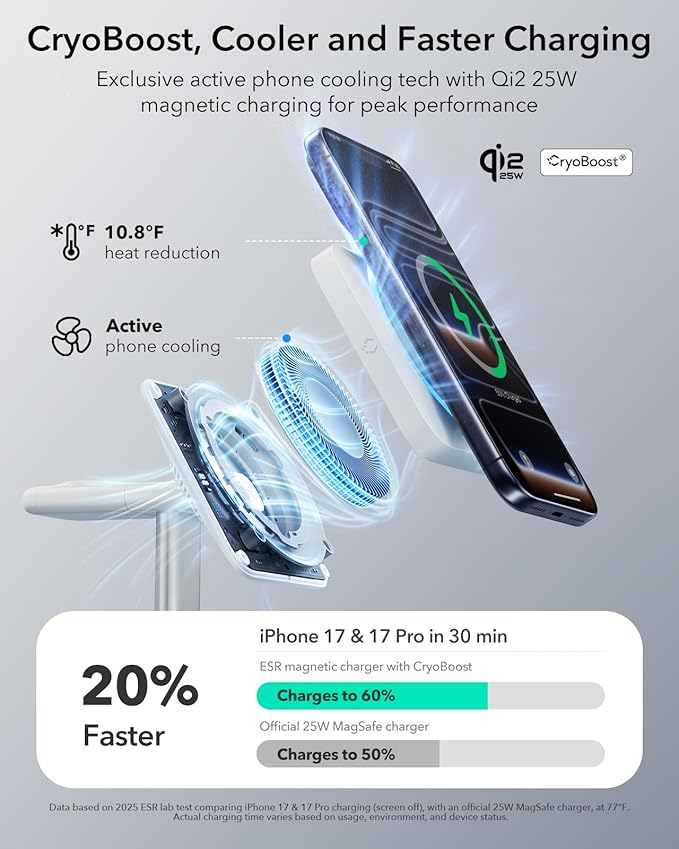 ESR for 3 in 1 Charging Station, Qi2.2 Certified 25W MagSafe Charger Stand