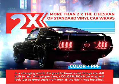 ColorFusion PPF by VViViD, Gloss Metallic Black Dry Apply PPF Vinyl Car Wrap Roll 60ft x 5ft