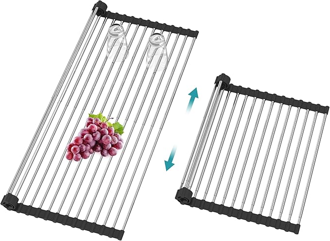 Extra Large Expandable Roll Up Dish Drying Rack, Over The Sink Drying Rack Sink