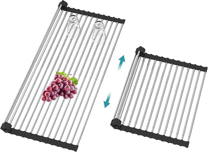 Extra Large Expandable Roll Up Dish Drying Rack, Over The Sink Drying Rack Sink
