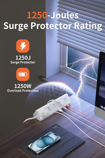 10 FT Desk Clamp Power Strip