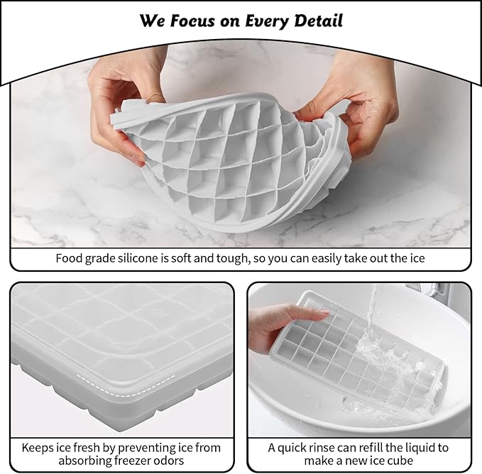 Silicone Ice Cube Tray with Leak-Proof Lid & Storage Bin