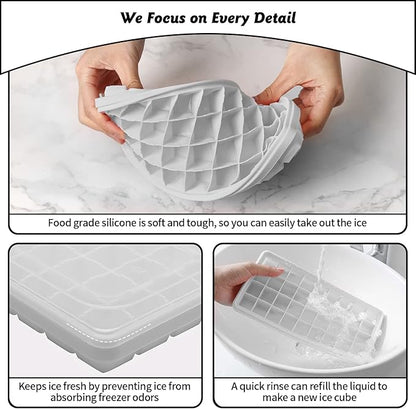 Silicone Ice Cube Tray with Leak-Proof Lid & Storage Bin