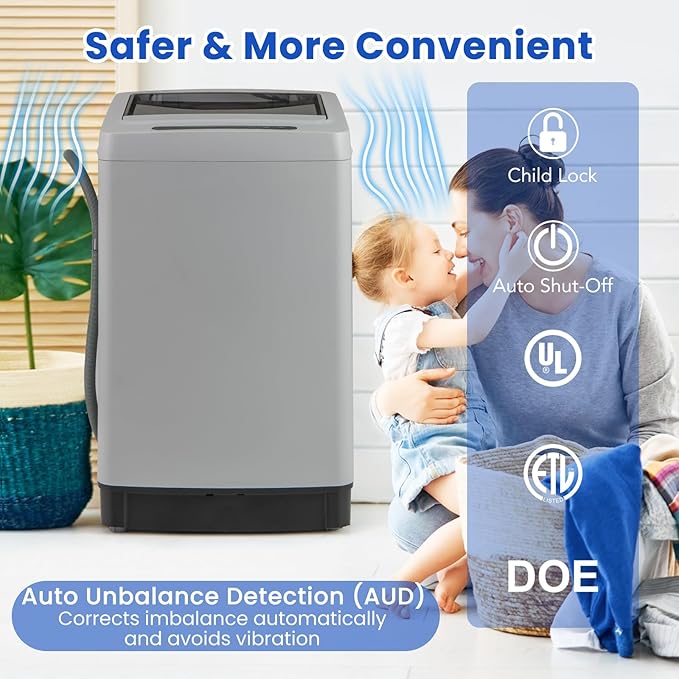 COSTWAY Portable Washing Machine, 11 LBS Full Automatic Portable Washer