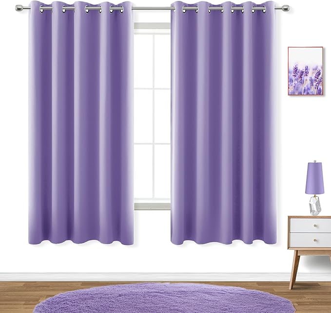 KOUFALL Lavender Curtains for Bedroom Girls 2 Panels Set Blackout Light
