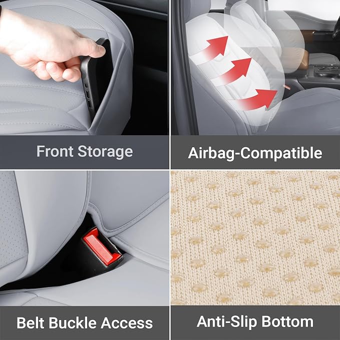 Coverland Custom Fit Car Seat Covers for SUV Compatible with [RAV4, CR‑V, Equinox, Tucson, Rogue, Crosstrek] Premium Waterproof Non-Slip Interior Seat Protector [Full Set Gray - Size Chart X55]
