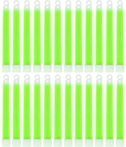 MediTac Green Glow Stick - Bright 6" Snap Sticks with 12 Hour Duration (24 Pack)