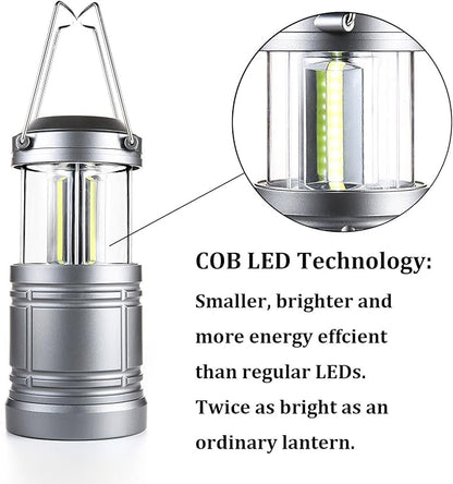 LED Camping Lantern Lights - 500 Lumens Collapsible Camping Lights - Power Outage Lantern Battery Powered for Emergency, Hurricane, Storms, 4 Pack