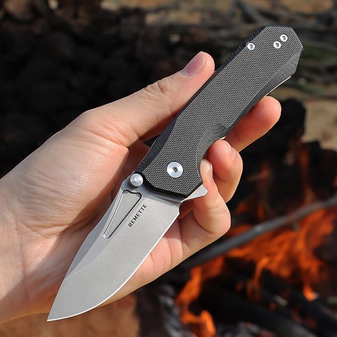 EDC Pocket Knife Rhino,3" D2 Steel Blade Durable G10 Handle, Folding Pocket Knives with Reversible Pocket Clip, Sharp Camping Hiking Pocket Knife for Men