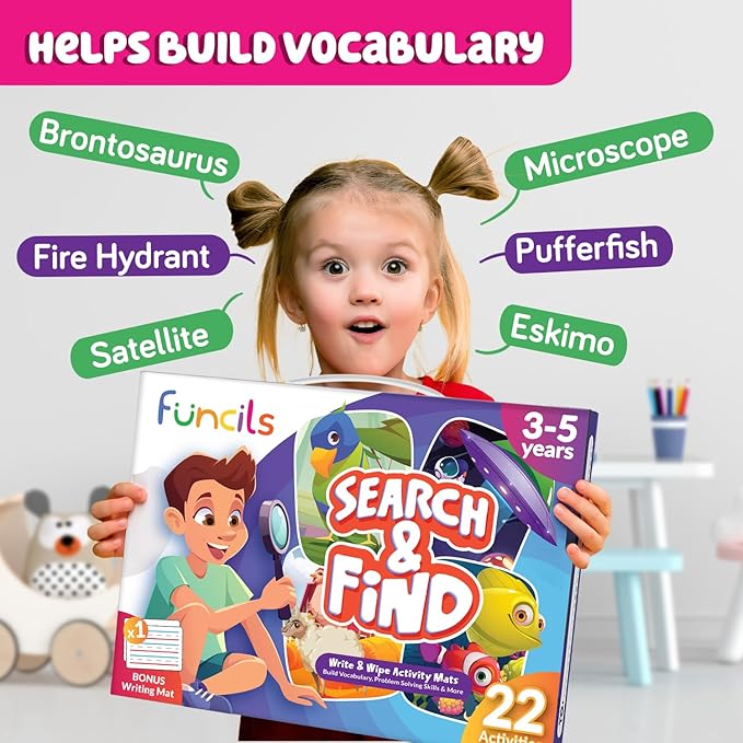 Search and Find for Kids & Toddlers - Preschool Learning Activity Book, Art and Craft Supplies, Seek Find Games, Birthday Gifts for Girls & Boys, Educational Toys for Ages 3, 4, 5, 6 Year Old