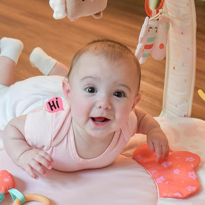 Baby Play Gym & Activity Mat with Light-up Musical Arch, Tummy Time Mat with 6 Detachable Sensory Toys for Motor Skills & Sensory Development, Baby Essentials Shower Gift - Spring Blossoms Themed