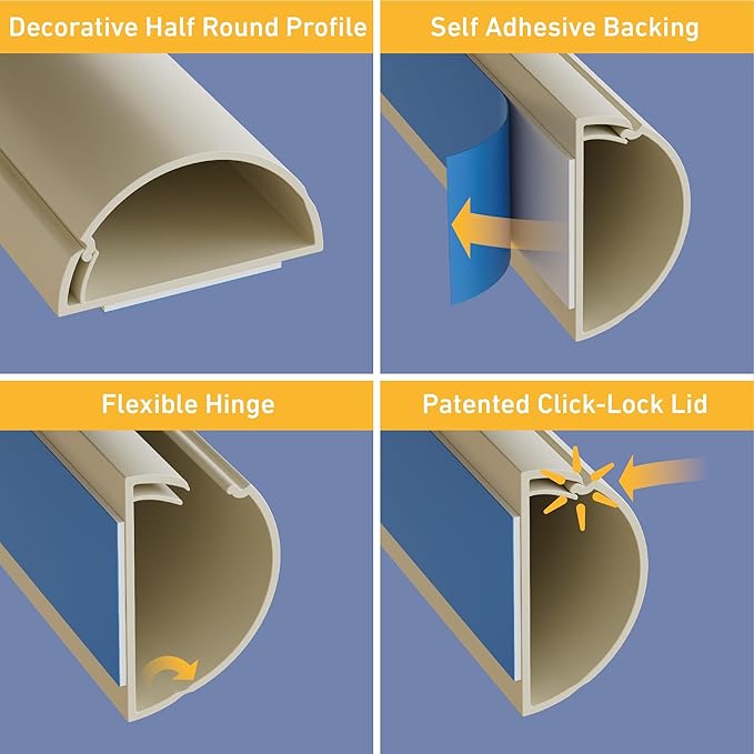 D-Line 13.12ft Cord Hider Kit, Patented Cable Cover, Hide Wires on Wall