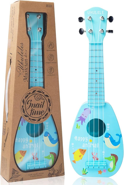YOLOPLUS+ 17 Inch Kids Ukulele Guitar Toy 4 Strings Mini Children Musical Instruments Educational Learning Toy for Toddler Beginner Keep Tone Anti-Impact Can Play with Picks/Strap/Primary Tutorial