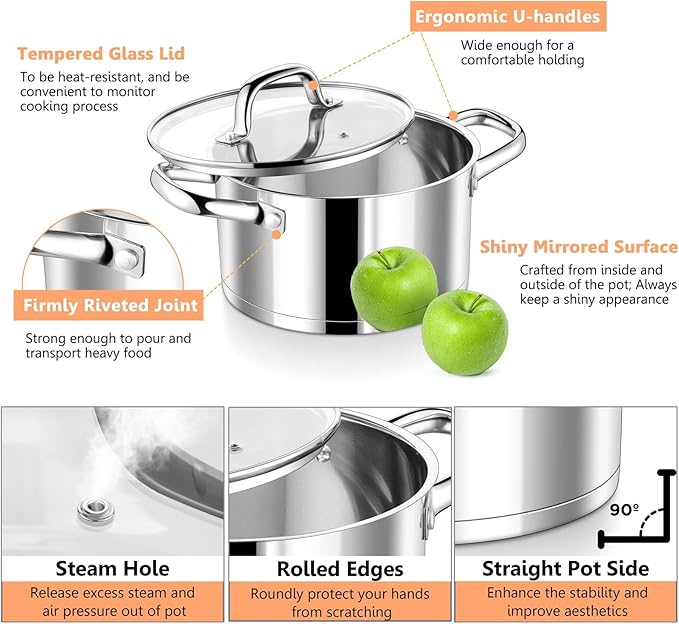 P&P CHEF 5 Quarts Cooking Stock Pot