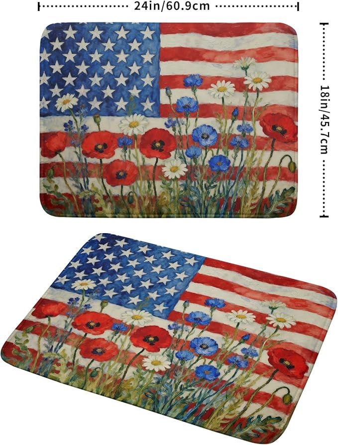 Patriotic American Flag Dish Drying Mat