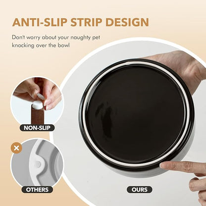 Ceramic 8.2inch Raised Double Dog Bowls Set