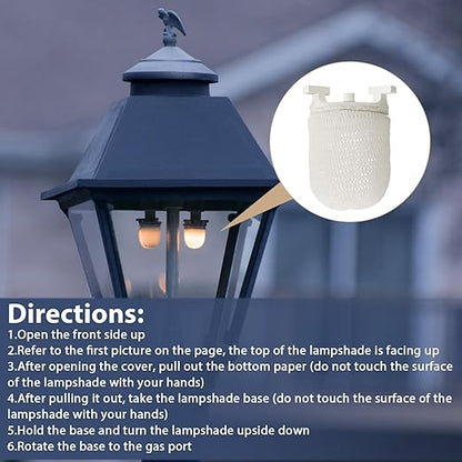 3 Pcs Gas Light Preformed Mantle Gas Lamp Mantles Gaslight Mantles Pre Formed Gas Light Mantel for Indoor Outdoor Gas Lights, White
