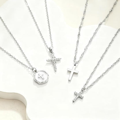 Cross Necklace for Women Trendy - Dainty 18K Real Gold Plated Minimalist Cross Necklace Non Tarnish Waterproof Trendy Cute Simple Small Necklaces Easter Christian Religious Faith Jewelry Gifts