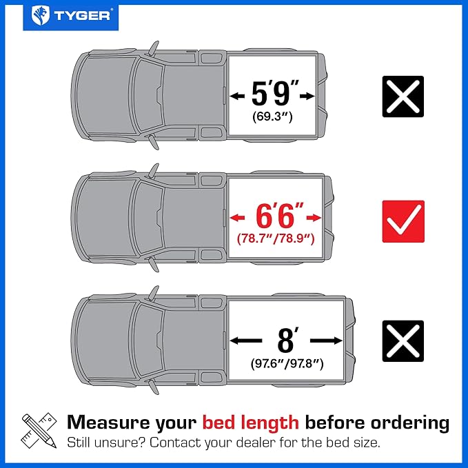 Tyger Auto T3X Soft Tri-Fold in Fabric Truck Bed Tonneau Cover Compatible with 2014-2018 Chevy Silverado GMC Sierra 1500; 2015-2019 2500 3500HD; 2019 LD/Limited | 6'7" (79") Bed | TG-BC3C1007X
