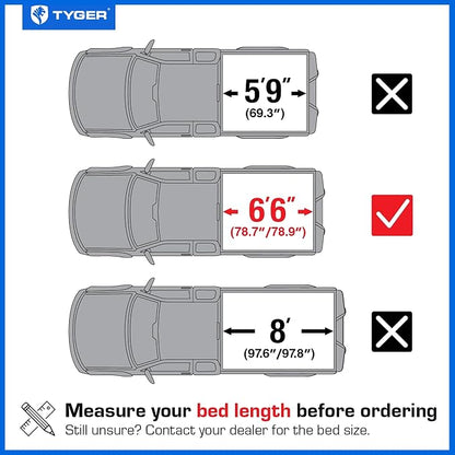 Tyger Auto T3X Soft Tri-Fold in Fabric Truck Bed Tonneau Cover Compatible with 2014-2018 Chevy Silverado GMC Sierra 1500; 2015-2019 2500 3500HD; 2019 LD/Limited | 6'7" (79") Bed | TG-BC3C1007X