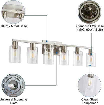 6 Light Bathroom Light Fixtures, Bathroom Vanity Light