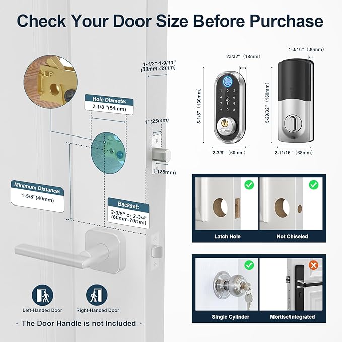 Smart Deadbolt, SMONET Fingerprint Electronic Deadbolt Door Lock