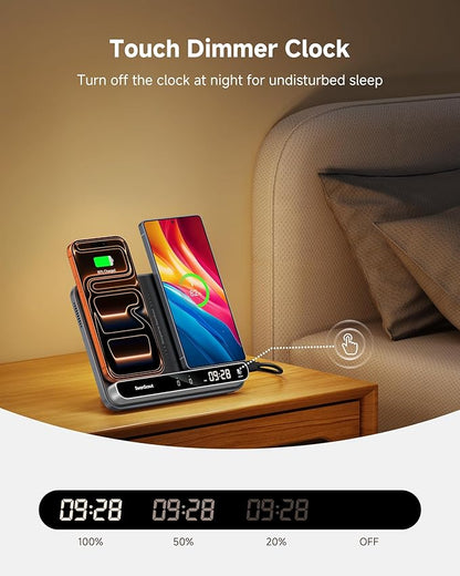 Dual Wireless Charger Stand, SwanScout 504, Foldable Wireless Charging Station