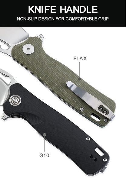 Petrified fish PF868 Bunta,3.35" D2 Satin Blade,146g G10 Handle Flipper Folding knife (Gray G10, Satin)