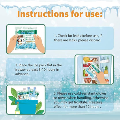 5 Packs Reusable Ice Packs for Lunch Boxes - 12+ Hour Cooling Ice Gel Pack for Camping, Beach, Office - Ice Packs for Cooler Bag, Cooler Backpacks