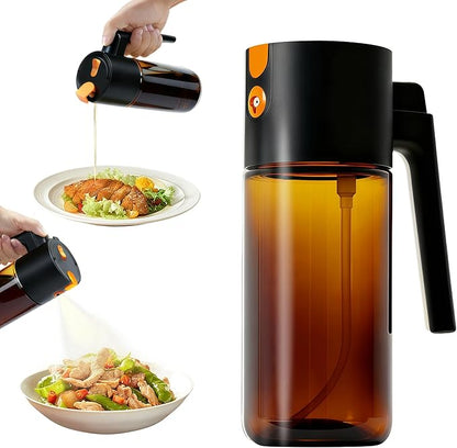 Olive Oil Spray Bottle Dispenser, 2-in-1 Glass Material Kitchen Cooking Oil