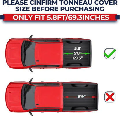 MOSTPLUS Roll-Up Soft Vinyl Truck Bed Tonneau Cover Compatible with 2004-2006 Chevrolet Chevy Silverado/GMC Sierra 1500 2500 3500 Fleetside 5.8 FT Bed 69 inch Fleetside