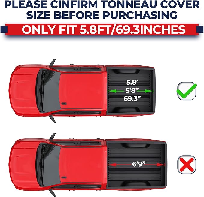 MOSTPLUS Quad Fold Soft Truck Bed Tonneau Cover Compatible for 2004 2005 2006 2007 Chevrolet Chevy Silverado/GMC Sierra 1500 Fleetside 5.8 FT On Top