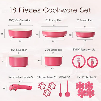 CAROTE 18Pcs Ceramic Cookware Set