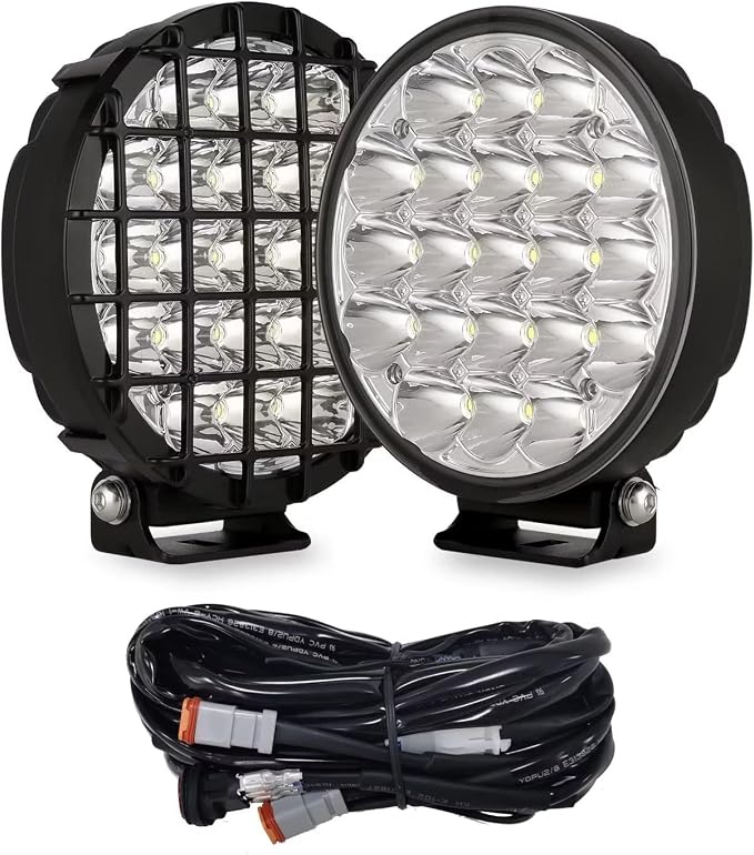 BIGLION.X 6-Inch Round LED Offroad Light 2pcs 210W 32000LM Super Bright Spot Driving Light With Wiring Harness Waterproof IP68 12V 24V for Pickup Trucks UTV SUV