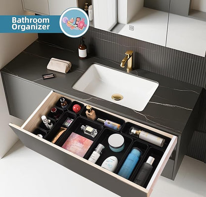 Kutesna 15 Piece Drawer Organizer Set, 3 Size Interlocking Plastic Storage Bins