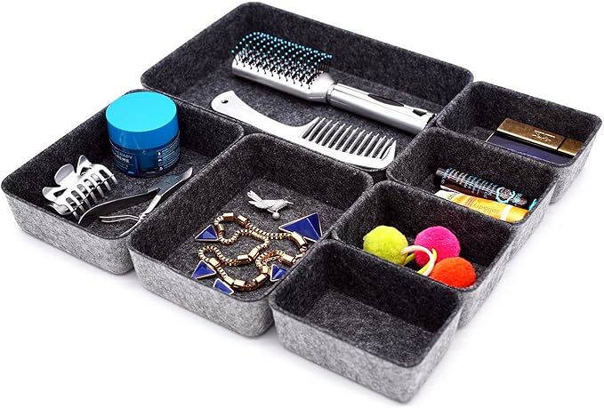 Welaxy Drawer organizers tray felt storage bin office Shallow Small Desk box