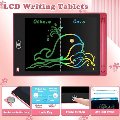 4 Pack LCD Writing Tablets for Kids, 8.5 Inch, Toddler Toys Colorful Doodle Board Birthday Gifts for Ages 3-8 Boys Girls Drawing Tablet for Learning and Education (Blue Pink Red Black)