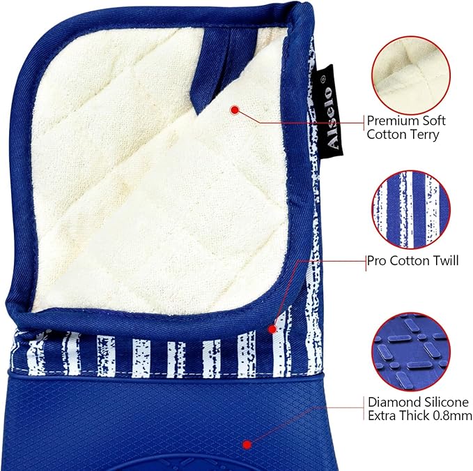Alselo Silicone Oven Mitts Heat Resistant 932℉