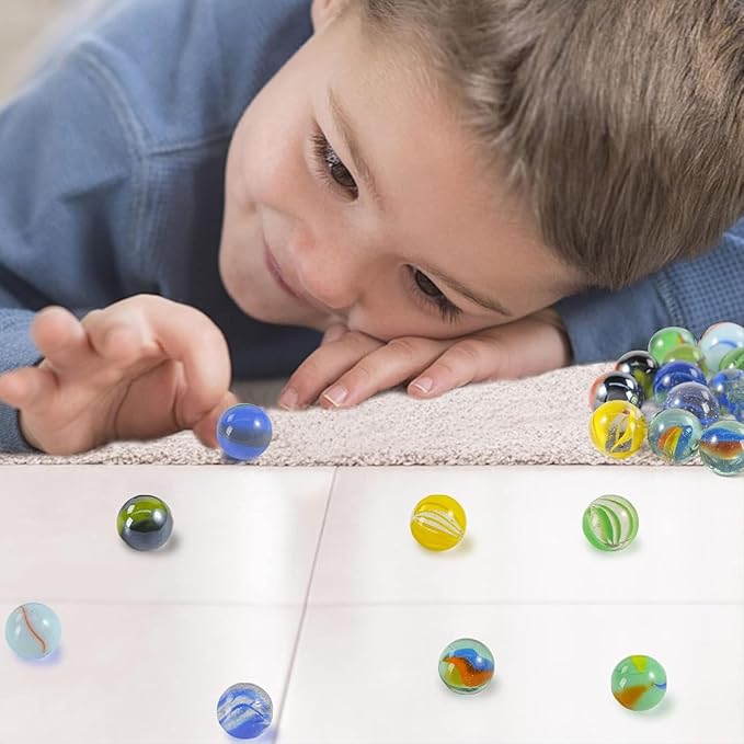 POPLAY Colorful Glass Marbles, 0.6inch Marbles Bulk for Kids Marble Games,DIY and Home Decoration