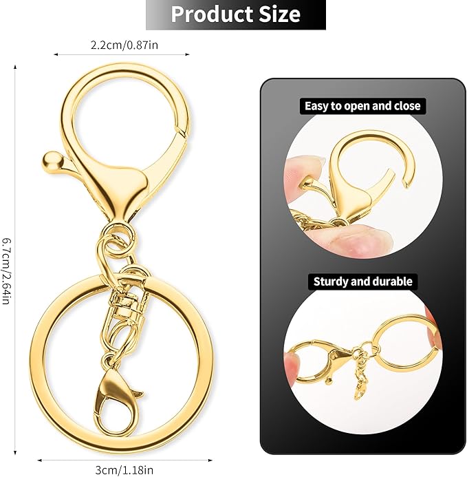 10 Pack a Set Metal Lobster Claw Clasps and Key Rings, Key Chain Accessories, Keychain Making kit for Keys, Art Crafts, Jewelry Making, Gold - Gunmetal