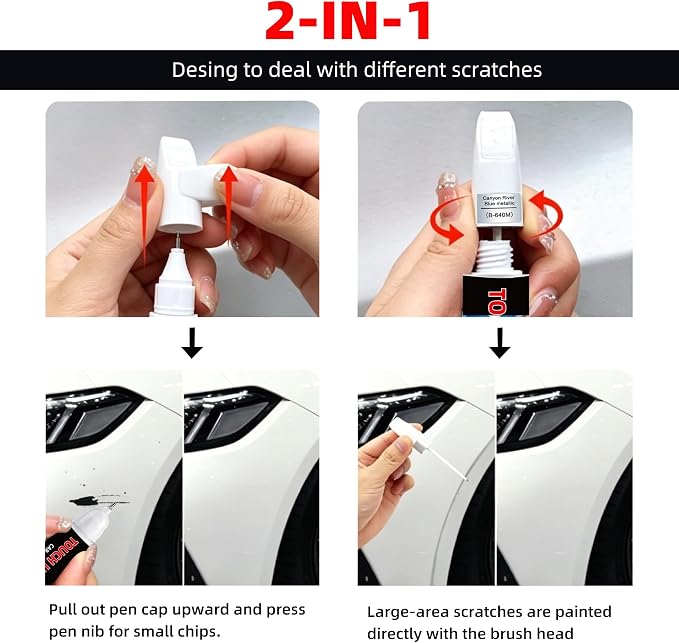 Pearl White Multi-Coat(PPSW) Car Touch Up Paint for Tesla 2-in-1 Car Scratch Repair Pen with Fine Tip&Brush, DIY Color-Code Matched Auto Paint for Rock Chips Door Scratches Paint Nicks Bumper Marks