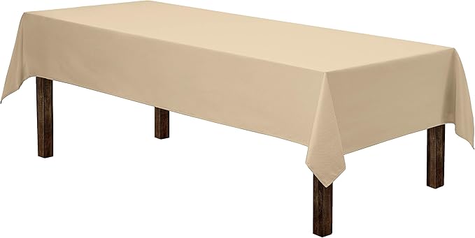 Gee Di Moda Rectangle Tablecloth - 60 x 102 Inch Beige Table Cloth for 6 Foot Rectangle Table - Heavy Duty Washable Fabric - for 6 Ft Buffet Table, Holiday Party, Dinner, Wedding & Baby Shower