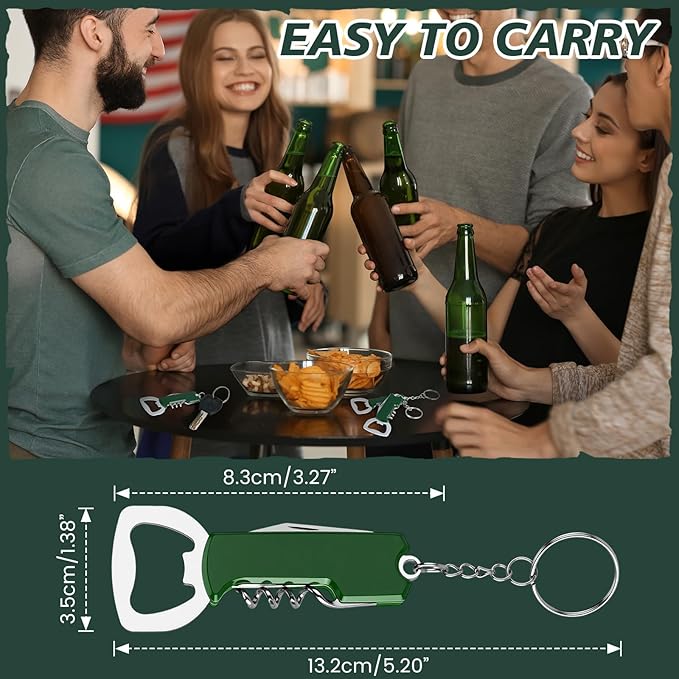 Ziliny 24 Pcs Bottle Opener Keychain Bulk Wine Bottle Beer Opener Keychain