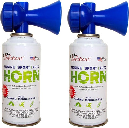 3.5oz Air Horn, Very Loud! Ideal for Marine and Boating, Hiking, Camping, Sports Events, Protect Your Kids From Aggressive Animals! (2 Units)