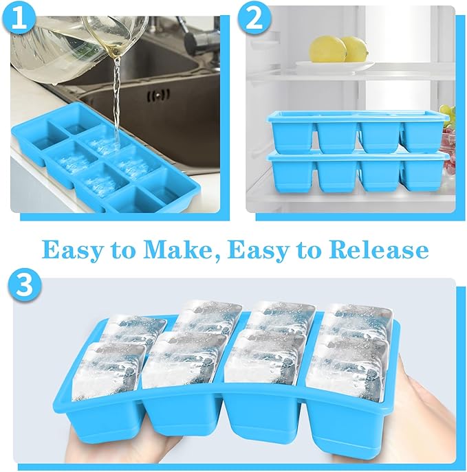 Ice Trays for Freezer with Lid and Bin, JRISBO 6 Pack Silicone Ice Cube Tray