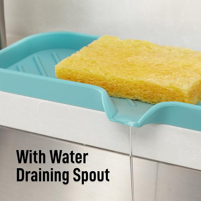 Zulay Kitchen Large Silicone Sponge Holder – Flexible Sink Organizer Tray
