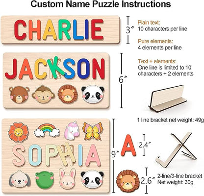 Personalized Name Puzzle for Kids, 1st Birthday Gifts for Girl Boy, Easter Basket Stuffers for Toddler, Custom Easter Christmas Baby Gifts, Toddler Learning Toys, Wooden Name Puzzles for Toddlers 1-3